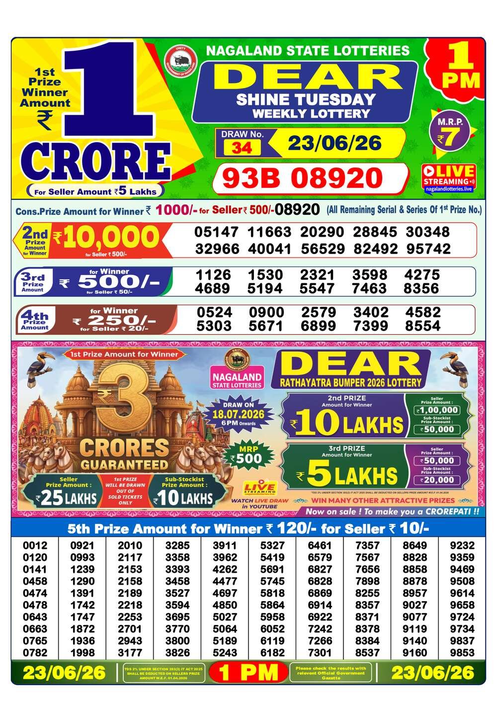 Dear Lottery Result 1 PM